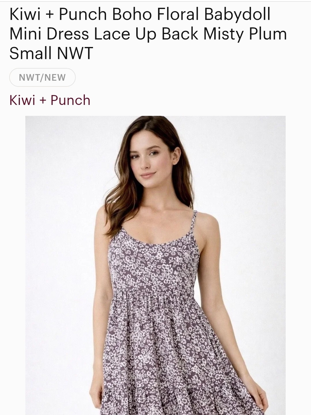 Kiwi + Punch Misty Plum Floral Babydoll Mini Dress